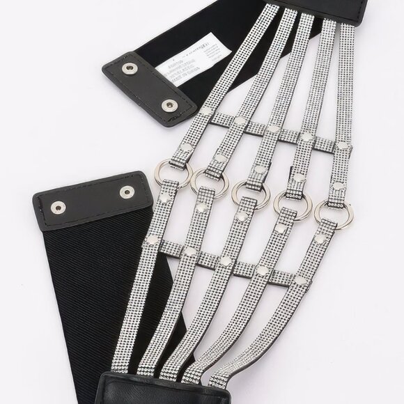 Wide Rhinestone Waist Belt